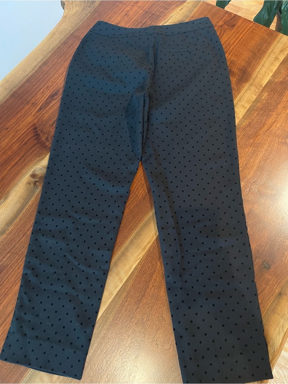 Ladies Black Polka Dot Slit hem Pants